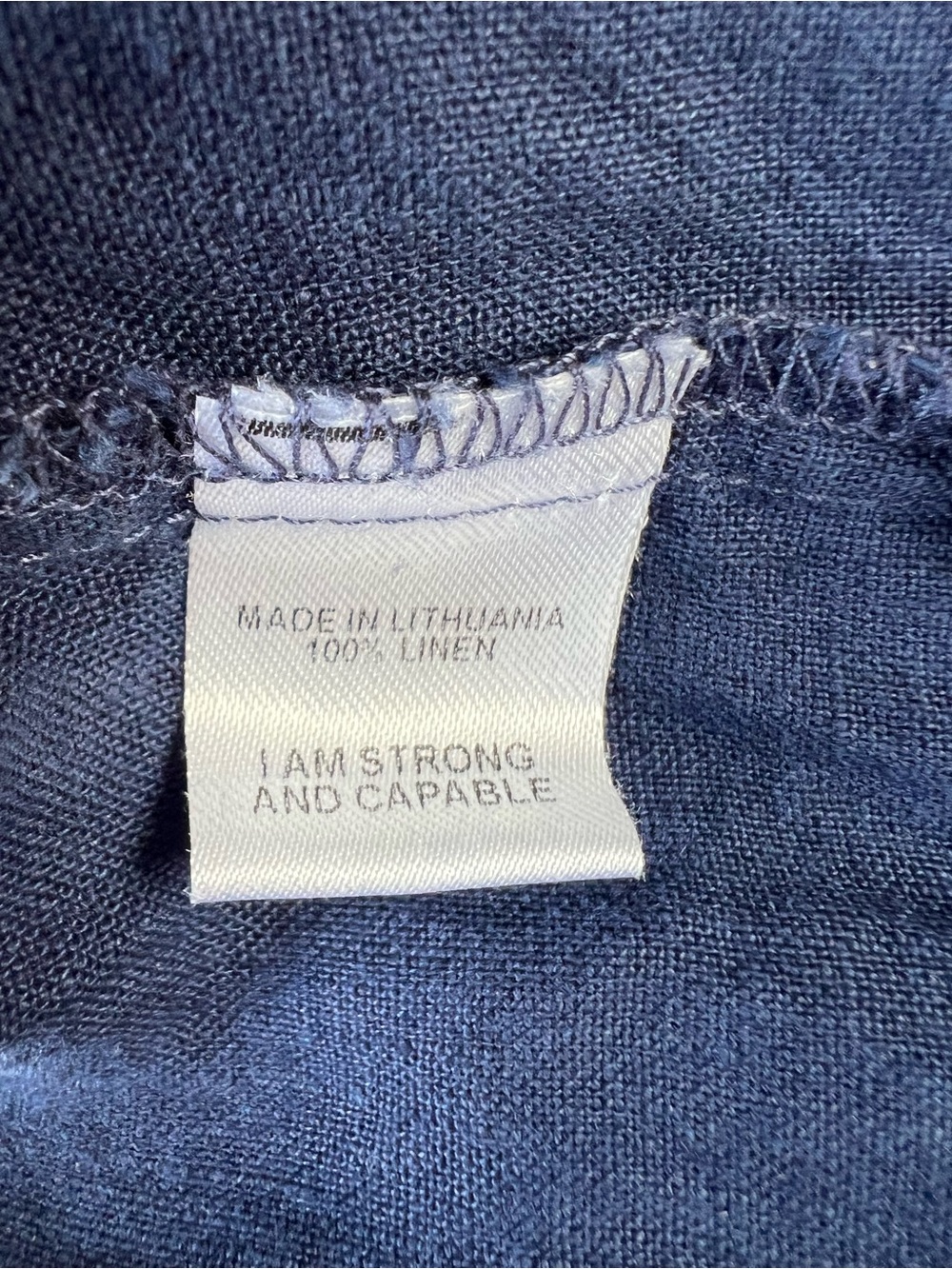 Flax Linen Crop Pants Women’s L (14-18) Drk Blue Pull On Pockets Lagenlook Beach - Picture 5 of 11